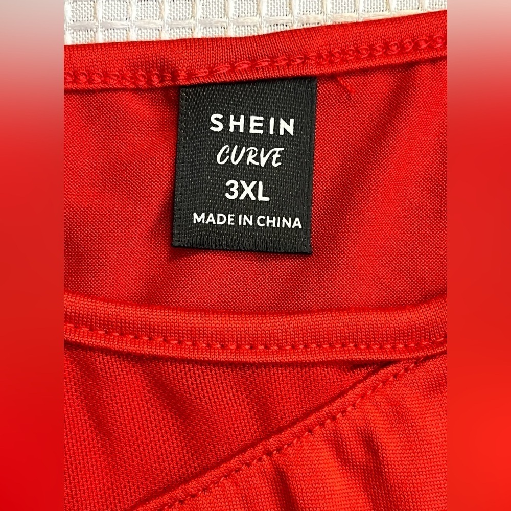 SHEIN Curve Plus Size Red Long Sleeve Sheer Mesh Splicing Bodysuit Women’s 3XL - Picture 6 of 16